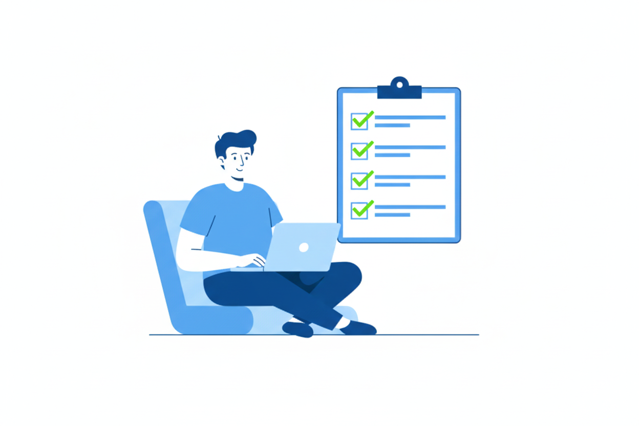 Freelancer working with organized checklist